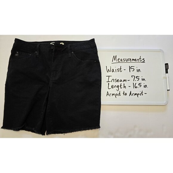 Seven7 Women's Relaxed Bermuda Black Denim Shorts Size 6 NEW Frayed Hem 5 Pocket - Picture 4 of 6